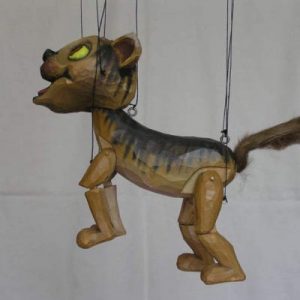 loutka kočka, dřevená marioneta